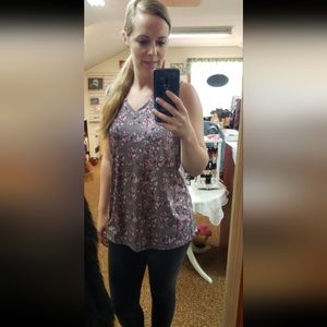 Grey Floral Print Tank